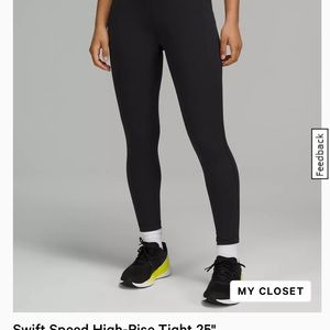 Lulu lemon swift speed high rise tight 25’’